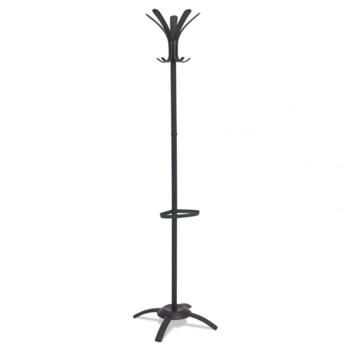 Alba CLEO Coat Stand, Stand Alone Rack, Ten Knobs, SteelPlastic, 19.75w x 19.75d x 68.9h, Black (ABAPMCLEON)