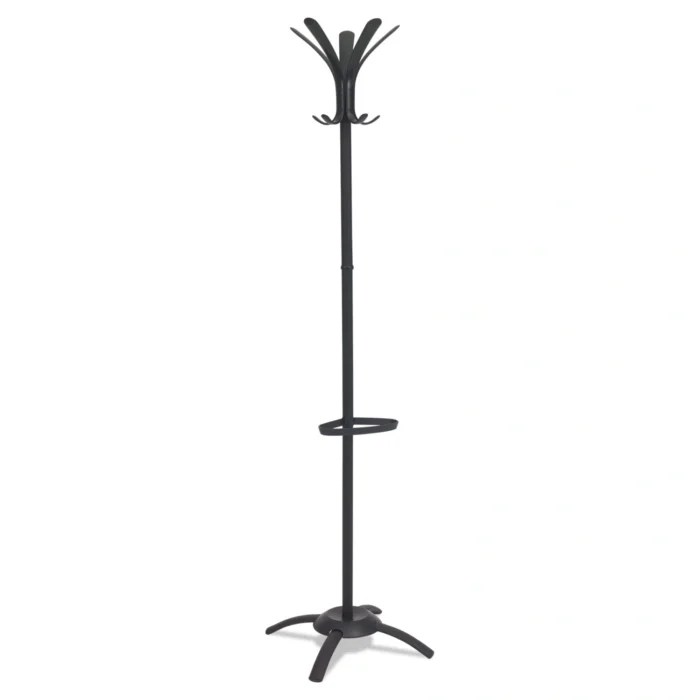 Alba CLEO Coat Stand, Stand Alone Rack, Ten Knobs, SteelPlastic, 19.75w x 19.75d x 68.9h, Black (ABAPMCLEON)