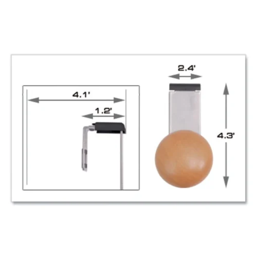 Alba Cubicle Garment Peg, 1-Hook, 1.2 x 1.38 x 4.3, Wood, Metallic Gray, 1 lb Capacity (ABAPM1PARTBO)