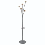 Alba Festival Coat Stand with Umbrella Holder, Five Knobs, 13.97 x 14 x 73.62, Gray (ABAPMFESTWM)