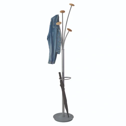 Alba Festival Coat Stand with Umbrella Holder, Five Knobs, 13.97 x 14 x 73.62, Gray (ABAPMFESTWM)