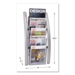 Alba Wall Literature Display, 13w x 3.5d x 28.5h, Silver GrayTranslucent (ABADDICE5M)