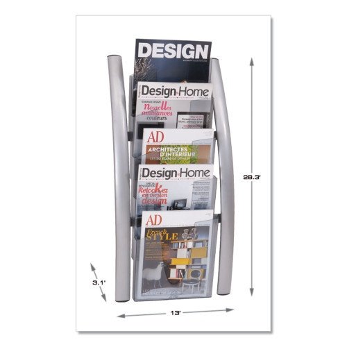 Alba Wall Literature Display, 13w x 3.5d x 28.5h, Silver GrayTranslucent (ABADDICE5M)