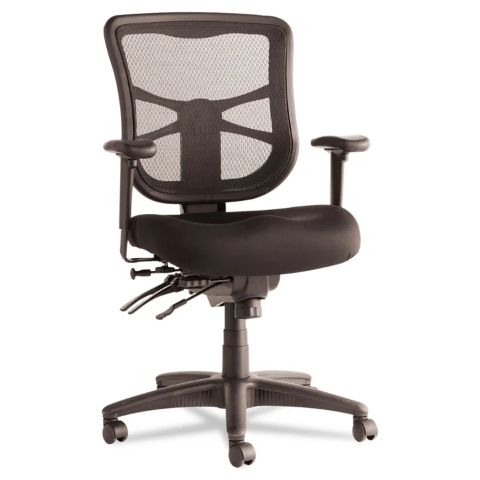 Alera Elusion Series Mesh Mid-Back Multifunction Chair, Prem Fabric, Supports Up to 275 lb, 17.7 to 21.4 Seat Height, Black (ALEEL42ME10B)