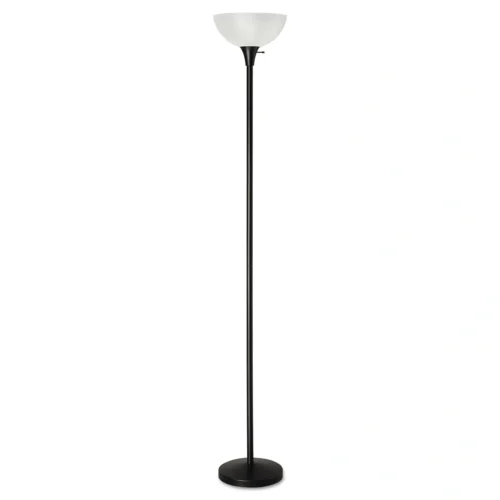 Alera Floor Lamp, 71 High, Translucent Plastic Shade, 11.25w x 11.25d x 71h, Matte Black (ALELMPF72B)