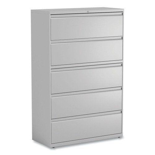 Alera Lateral File, 5 LegalLetterA4A5-Size File Drawers, 1 Roll-Out Posting Shelf, Light Gray, 42 x 18.63 x 67.63 (ALEHLF4267LG)