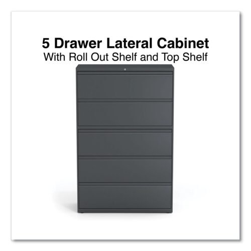 Alera Lateral File, 5 LegalLetterA4A5-Size File Drawers, Charcoal, 42 x 18.63 x 67.63 (ALEHLF4267CC)