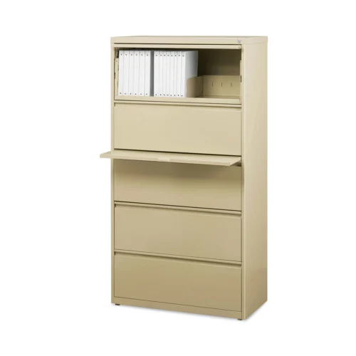 Alera Lateral File, Five LegalLetterA4-Size File Drawers, 30 x 18.62 x 67.62, Putty (ALEHLF3067PY)