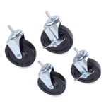 Alera Optional Casters for Wire Shelving, Grip Ring Type K Stem, 4 Wheel, BlackSilver, 4Set (2 Locking) (ALESW690004)