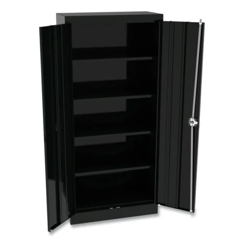 Alera Space Saver Storage Cabinet, Four Fixed Shelves, 30w x 15d x 66h, Black (ALECM6615BK)