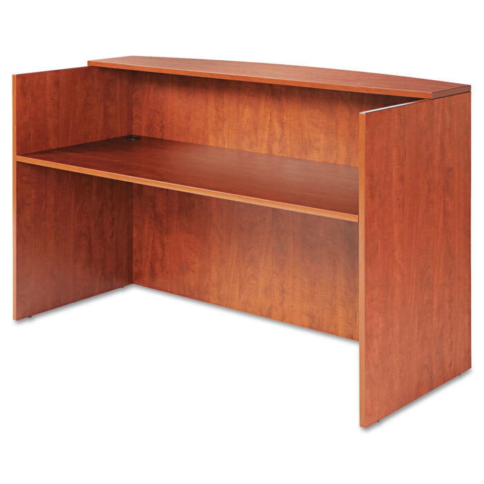 Alera Valencia Series Reception Desk with Transaction Counter, 71 x 35.5 x 29.5 to 42.5, Medium Cherry (ALEVA327236MC)