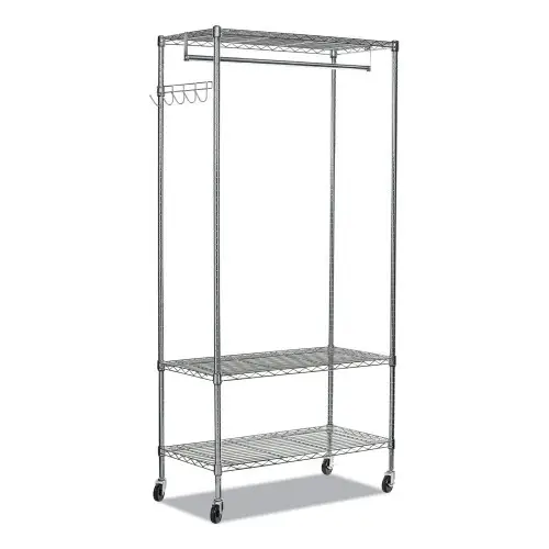 Alera Wire Shelving Garment Rack, 30 Garments, 36w x 18d x 75h, Silver (ALEGR363618SR) (2)