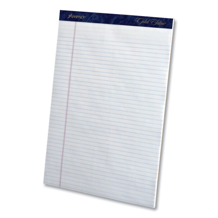 Ampad Gold Fibre Writing Pads, Narrow Rule, 50 White 8.5 x 11.75 Sheets, Dozen (AMP20072R)