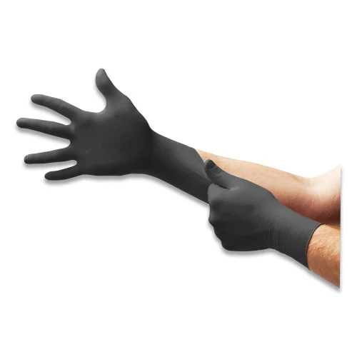 Ansell MICROFLEX MidKnight Powder-Free Nitrile Gloves, 4.7 mil Palm, 5.9 mil Fingers, 2X-Large, Black, 100Box (ANSMK296XXL)