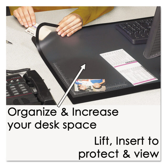 Artistic Desk Pad with Transparent Lift-Top Overlay and Antimicrobial Protection, 22 x 17, Black Pad, Transparent Frost Overlay (AOP41700S)