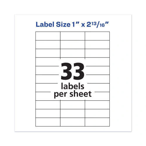 Avery Copier Mailing Labels, Copiers, 1 x 2.81, Clear, 33Sheet, 70 SheetsPack (AVE5311)