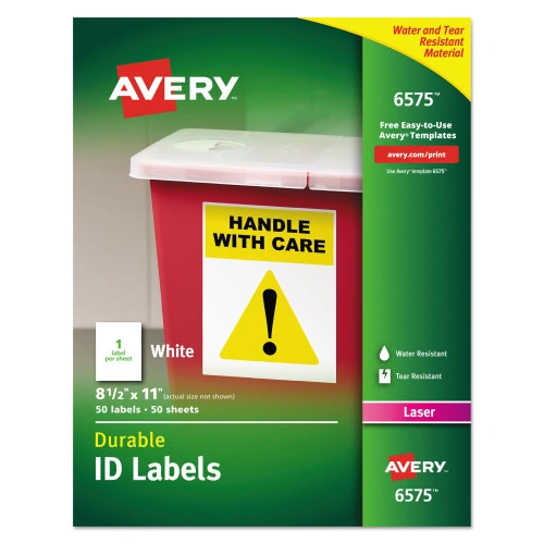 Avery Durable Permanent ID Labels with TrueBlock Technology, Laser Printers, 8.5 x 11, White, 50Pack (AVE6575) (7)