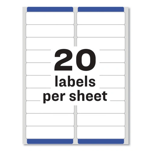 Avery Easy Peel White Address Labels w Sure Feed Technology, Inkjet Printers, 1 x 4, White, 20Sheet, 100 SheetsBox (AVE8461)