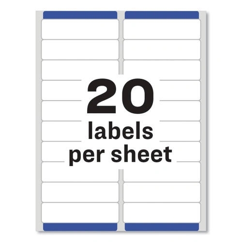 Avery Easy Peel White Address Labels w Sure Feed Technology, Inkjet Printers, 1 x 4, White, 20Sheet, 25 SheetsPack (AVE8161)