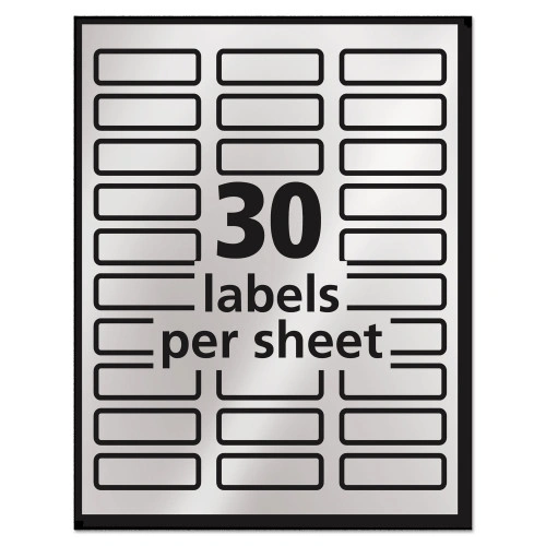 Avery Foil Mailing Labels, Inkjet Printers, 0.75 x 2.25, Silver, 30Sheet, 10 SheetsPack (AVE8986)