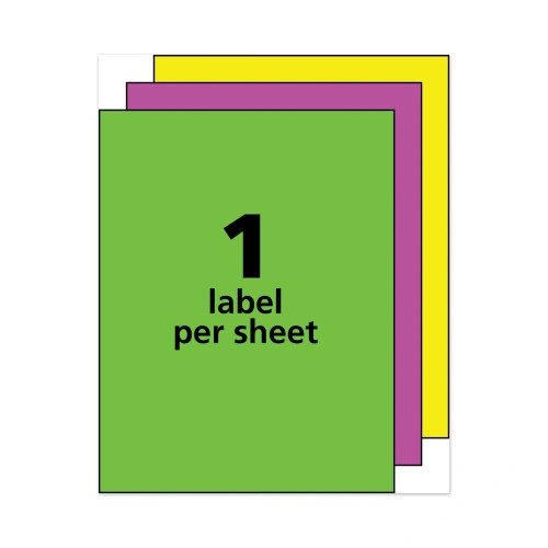 Avery High-Visibility Permanent Laser ID Labels, 8.5 x 11, Asst. Neon, 15Pack (AVE5975)