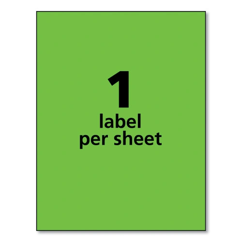 Avery High-Visibility Permanent Laser ID Labels, 8.5 x 11, Neon Green, 100Box (AVE5940)