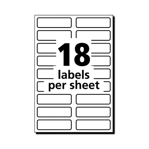 Avery No-Iron Fabric Labels, 0.5 x 1.75, White, 18Sheet, 3 SheetsPack (AVE40720)