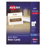 Avery Note Cards with Matching Envelopes, Inkjet, 85 lb, 4.25 x 5.5, Matte White, 60 Cards, 2 CardsSheet, 30 SheetsPack (AVE8315)