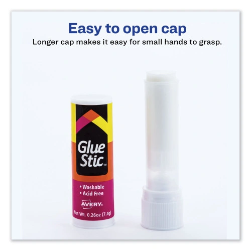 Avery Permanent Glue Stic, 0.26 oz, Applies White, Dries Clear (AVE00166)