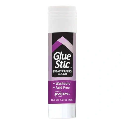 Avery Permanent Glue Stic, 1.27 oz, Applies Purple, Dries Clear (AVE00226)