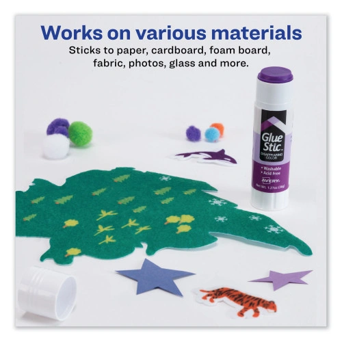 Avery Permanent Glue Stic, 1.27 oz, Applies Purple, Dries Clear (AVE00226)