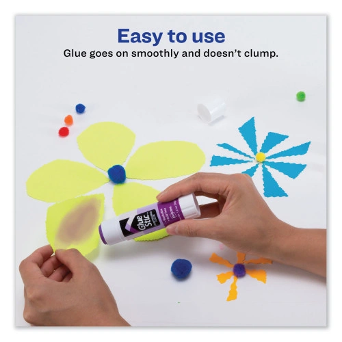 Avery Permanent Glue Stic, 1.27 oz, Applies Purple, Dries Clear (AVE00226)