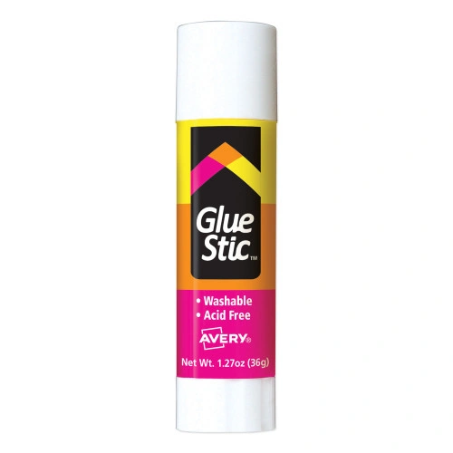 Avery Permanent Glue Stic, 1.27 oz, Applies White, Dries Clear (AVE00196)