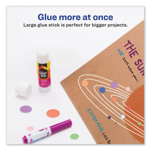 Avery Permanent Glue Stic, 1.27 oz, Applies White, Dries Clear (AVE00196)