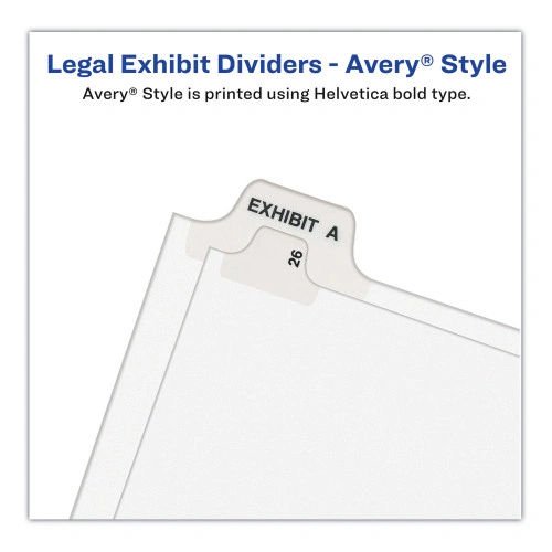 Avery Preprinted Legal Exhibit Side Tab Index Dividers, Avery Style, 10-Tab, 24, 11 x 8.5, White, 25Pack, (AVE01024)