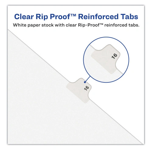 Avery Preprinted Legal Exhibit Side Tab Index Dividers, Avery Style, 10-Tab, 24, 11 x 8.5, White, 25Pack, (AVE01024)