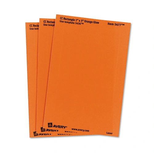 Avery Printable Self-Adhesive Removable Color-Coding Labels, 1 x 3, Neon Orange, 5Sheet, 40 SheetsPack, (AVE05477)