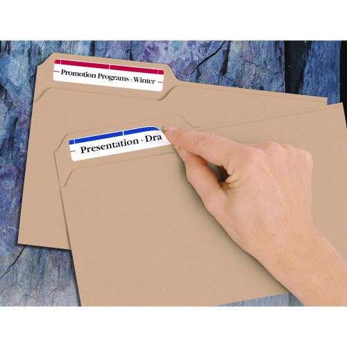 Avery Removable File Folder Labels with Sure Feed Technology, 0.66 x 3.44, White, 7Sheet, 36 SheetsPack (AVE5235)