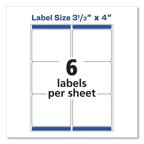 Avery Shipping Labels w TrueBlock Technology, Laser Printers, 3.33 x 4, White, 6Sheet, 25 SheetsPack (AVE5264) (5)