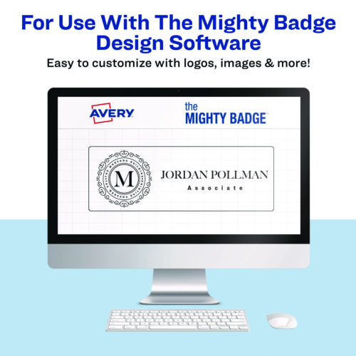 Avery The Mighty Badge Name Badge Inserts, 1 x 3, Clear, Laser, 20Sheet, 5 SheetsPack (AVE71210)