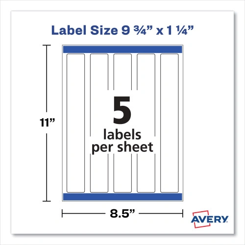 Avery Water-Resistant Wraparound Labels w Sure Feed, 9.75 x 1.25, White, 40Pack (AVE22845)