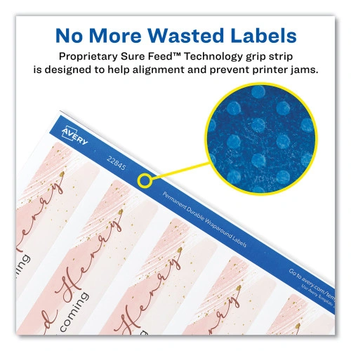 Avery Water-Resistant Wraparound Labels w Sure Feed, 9.75 x 1.25, White, 40Pack (AVE22845)