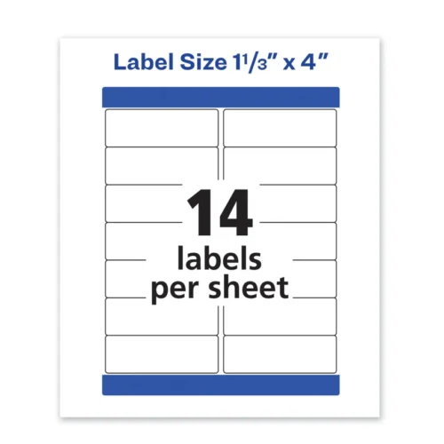 Avery Waterproof Address Labels with TrueBlock and Sure Feed, Laser Printers, 1.33 x 4, White, 14Sheet, 50 SheetsPack (AVE5522)