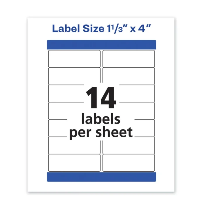 Avery Waterproof Address Labels with TrueBlock and Sure Feed, Laser Printers, 1.33 x 4, White, 14Sheet, 50 SheetsPack (AVE5522)