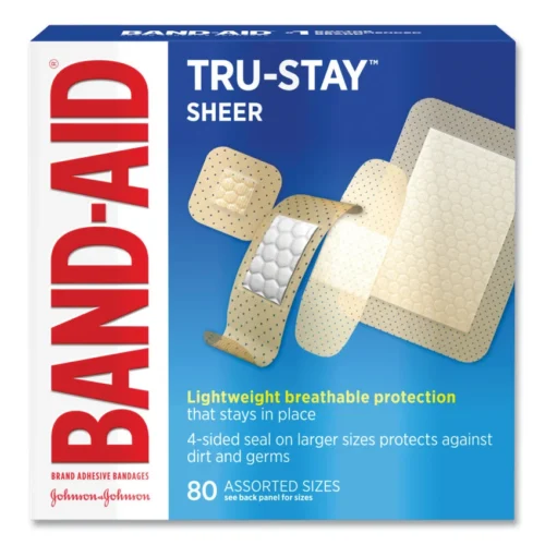 BAND-AID Tru-Stay Sheer Strips Adhesive Bandages, Assorted, 80Box (JOJ4669)