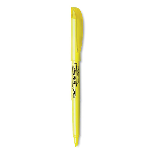 BIC Brite Liner Highlighter, Assorted Ink Colors, Chisel Tip, Assorted Barrel Colors, Dozen (BIC30221)