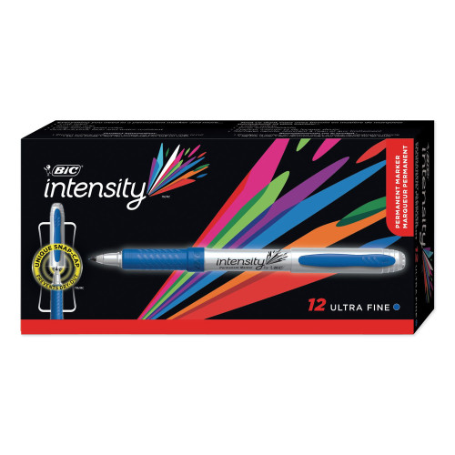 BIC Intensity Ultra Fine Tip Permanent Marker, Extra-Fine Needle Tip, Deep Sea Blue, Dozen (BICGPMU11BE)