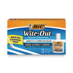 BIC Wite-Out Quick Dry Correction Fluid, 20 mL Bottle, White, 3Pack (BICWOFQD324)