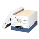 Bankers Box PRESTO Ergonomic Design Storage Boxes, LetterLegal Files, 12.88 x 16.5 x 10.38, WhiteBlue, 12Carton (FEL0063601)