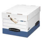 Bankers Box PRESTO Ergonomic Design Storage Boxes, LetterLegal Files, 12.88 x 16.5 x 10.38, WhiteBlue, 12Carton (FEL0063601)